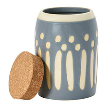 Load image into Gallery viewer, Creative Co-Op Debossed Stoneware Pattern &amp; Cork Lid, Grey Canister
