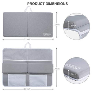 beiens Bath Kneeler and Elbow Rest Pad, 1.5'' Thick Quickly Dry Kneeling Pad and Elbow Support for Knee & Arm Support Large Bathtub Kneeling Mat with Toy Organizer for Happy Baby Bathing Time (Grey)