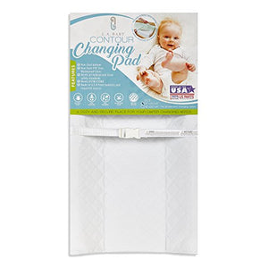 LA Baby Waterproof Contour Changing Pad, 30" - Made in USA. Easy to Clean w/Non-Skid Bottom, Safety Strap, Fits All Standard Changing Tables/Dresser Tops for Best Infant Diaper Change