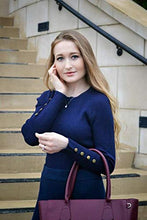 Load image into Gallery viewer, Newshows Women's Solid Long Sleeve Knit Crew Neck Button Stretch Casual Pullover Sweater Winter Clothes 2022(Navy,Medium)
