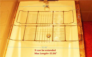 Magionline Brass Over Bathtub Racks Expandable Bath Caddy for The Elegant Tub Chrome Polished