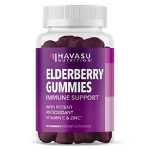 Load image into Gallery viewer, Elderberry Gummies with Zinc and Vitamin C Herbal Supplements Ingredient for Potent Antioxidant Support Immune Defense as a Delicious &amp; Vegan Friendly Option (Adult, 60 Count)
