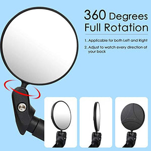 HUBUISH Bar End Bike Mirrors，360°Adjustable Rotatable Handlebar Convex Mirror for Mountain Road Bicycle Riding Cycling Accessories, with Wide Angle Lens Safety Rearview Mirror(1 PC)