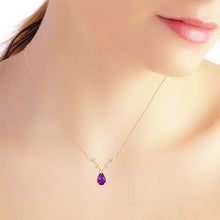 Load image into Gallery viewer, Galaxy Gold 14k White, Rose, Yellow Gold Amethyst and Diamond Vine Branch Design Pendant Necklace with 1.52 Carats (Carat Total Weight) Natural Diamonds &amp; Pear-Shaped Purple Amethyst (Rose-Gold, 22)
