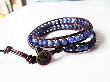 Load image into Gallery viewer, 2 wrap kyanite bracelets,stone bracelets,leather bracelets,men bracelets,women bracelets,blue bracelets,fashion bracelets
