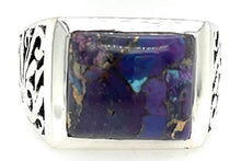 Load image into Gallery viewer, Gorgeous Purple Copper Turquoise 925 Sterling Silver Men&#39;s Ring Size 8.75, 9, 9.75, 10, 10.75, 11, 11.25, 11.75, 12, 12.25, 12.75, 13, 13.25, 13.75, 14
