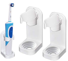 Load image into Gallery viewer, OKF Toothbrush Holder, Electric Toothbrush Holder Electronic Toothbrush Holder for Bathroom Wall Mount Plastic Small White Cute Double Compact Bathroom Tooth Brush Holder 2 Pack

