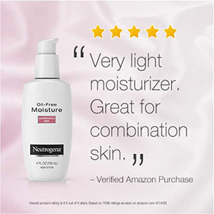 Neutrogena Oil Free Moisture Glycerin Face Moisturizer & Neck Cream for Combination Skin, Lightweight, Oil Absorbing Facial Moisturizer Lotion for a Soft Natural Matte, 4 fl. oz