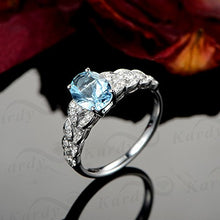 Load image into Gallery viewer, Kardy Jewelry Women's Solid 14K White Gold Oval Aquamarine Gemstone Diamond Wedding Engagement Band Ring Set
