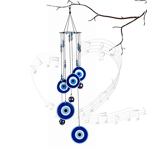 Wistwoxxon Wind Chimes Outdoor,Evil Eye Sympathy Wind Chime with Aluminum Tuned Soothing Musical Bell Sounds, Metal Wind Chimes Perfect Decoration for Patio, Balcony,Garden (Evil Eye)