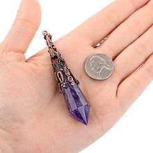 Load image into Gallery viewer, JOVIVI Natural Amethyst Crystal Necklace 12 Facted Therapy Healing Dowsing Divination Pendulum Pendant Reiki Charged Chakra Balancing
