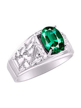Load image into Gallery viewer, RYLOS Nugget Green Emerald &amp; Diamond Ring - May Birthstone
