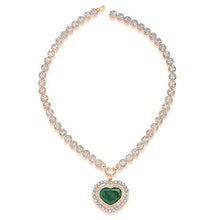 Load image into Gallery viewer, Dazzlingrock Collection Heart Colombian Emerald &amp; Round White Diamond Ladies Halo Style Necklace, 18K Rose Gold

