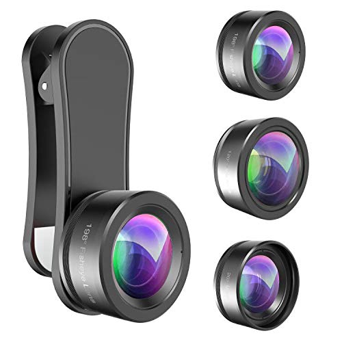 Phone Camera Lens,Upgraded 3 in 1 Phone Lens kit-198° Fisheye Lens + Macro Lens + 120° Wide Angle Lens,Clip on Cell Phone Lens Kits Compatible with iPhone,iPad,Most Android Phones and Smartphones