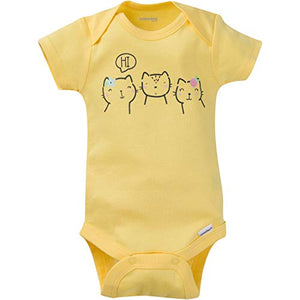 Onesies Brand Girls' Standard 8-Pack Short Sleeve Printed Bodysuits, Cuddly Cats & Flowers, 6-9 Months