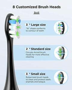 Fairywill PRO Electric Toothbrush, Ultra-Sonic Power Whitening Toothbrush with 5 Modes, Wireless Charging and Smart Timer, 8 Brush Heads with A Chargeable Travel Case