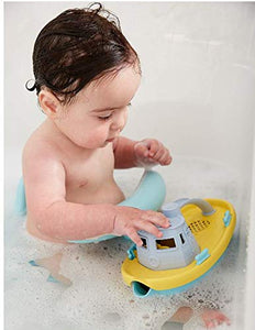 Green Toys Tugboat, Grey/Yellow/Turquoise Assorted - Pretend Play, Motor Skills, Kids Bath Toy Floating Pouring Vehicle. No BPA, phthalates, PVC. Dishwasher Safe, Recycled Plastic, Made in USA.