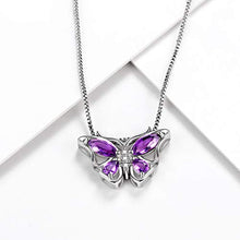 Load image into Gallery viewer, Aurora Tears 925 Sterling Silver Purple Butterfly Pendants Women Crystal Butterflies Jewelry Girls Cute Animal Necklace Dating Gift DP0013P
