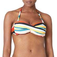 Load image into Gallery viewer, Ocean Blues Women's Colorful Striped Halter Twist Bandeau Bikini Top Size Small
