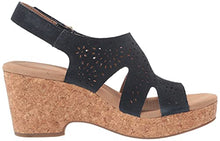 Load image into Gallery viewer, Clarks Women's Giselle Bay Wedge Sandal, Navy Suede, 8

