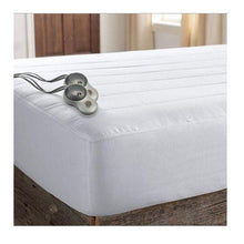 Load image into Gallery viewer, Sunbeam Thermofine Quilted Striped Heated Electric Mattress Pad Queen Size
