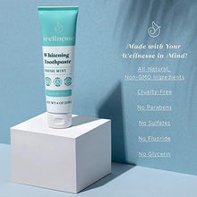 Load image into Gallery viewer, Wellnesse: Whitening Toothpaste - Fresh Mint - 1 Tube, 4 oz - Clean Teeth, Soothe Gums and Freshen Breath - Cruelty-Free, Non-GMO - No Parabens, Sulfates, Glycerin, or Fluoride
