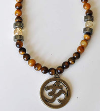 Load image into Gallery viewer, Abundance and Money, Men Citrine Tiger's Eye Prosperity Necklace, Genuine Gemstone Mens Necklace, Pyrite Necklace, Yoga necklace
