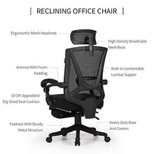 Load image into Gallery viewer, Hbada Reclining Office Desk Chair | Adjustable High Back Ergonomic Computer Mesh Recliner | Home Office Chairs with Footrest and Lumbar Support, Black
