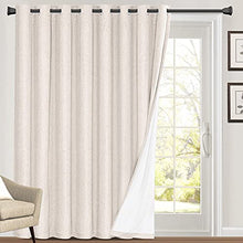 Load image into Gallery viewer, 100% Blackout Linen Look Patio Door Curtain 84 Inches Long Extra Wide Thermal Insulated Grommet Curtain Drapes for Living Room / Sliding Glass Door, Primitive Winow Treatment Decoration, Ivory
