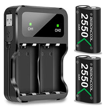 Load image into Gallery viewer, Controller Battery Pack for Xbox One/Xbox Series X|S, BEBONCOOL 2x2550 mAh Rechargeable Battery Pack for Xbox Series X|S/Xbox One/Xbox One S/Xbox One X/Xbox One Elite Controller-Green
