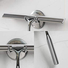 Load image into Gallery viewer, Ettori Shower Squeegee Clear Glass Wall Cleaner Stainless Steel with Suction Storage Hook -10'', Chrome
