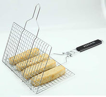Load image into Gallery viewer, AIZOAM Portable Stainless Steel BBQ Barbecue Grilling Basket for Fish,Vegetables, Shrimp,and Small Flat Sea Food .Great Useful BBQ Tool.-【Bonus Additional Sauce Brush and 50 Natural Bamboo Skewers 】
