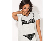 Load image into Gallery viewer, Smart &amp; Sexy Women's V-Neck Oversized Sleep Shirt, Light Heather Grey/Black Hue, L
