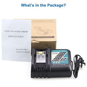 DC18RC 18V Battery Replacement Charger Compatible with Makita 14.4V-18V LXT Battery Lithium-Ion BL1815 BL1830 BL1840 BL1845 BL1850 BL1860