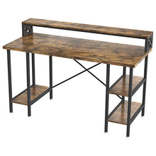 Load image into Gallery viewer, IRONCK Industrial Computer Desk 55&quot;, Office Desk with Printer Monitor Shelf Storage Shelf CPU Stand, Studying Writing Table for Home Office

