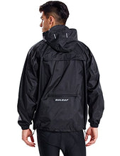 Load image into Gallery viewer, BALEAF Men&#39;s Waterproof Cycling Running Rain Jacket with Hooded Lightweight Packable Raincoat Biking Hiking Windbreaker Black Size L
