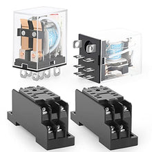 Load image into Gallery viewer, QCQIANG 8 Pin-10A AC 24V Electromagnetic Power Relay with Socket Base and Slotted Aluminum Rail (2 PCS)
