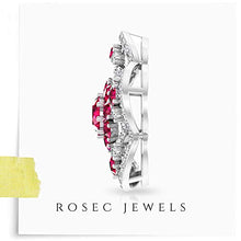 Load image into Gallery viewer, Vintage 1.04 CT Ruby SGL Certified Diamond Flower Halo Pendant, Round Red July Birthstone Wedding Bridal Necklace, Birthday Anniversary Floral Pendant 18K White Gold With Chain
