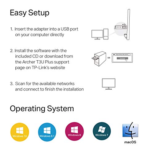 Load image into Gallery viewer, TP-Link USB WiFi Adapter for Desktop PC, AC1300Mbps USB 3.0 WiFi Dual Band Network Adapter with 2.4GHz/5GHz High Gain Antenna(Archer T3U Plus), MU-MIMO, Windows 11/10/8.1/8/7/XP, Mac OS 10.9-10.15