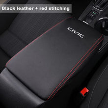 Load image into Gallery viewer, Horry Center Console Armrest Box Cover Panel Trim Waterproof Anti-Scratch Leather Protector Decoration Cover Interior Accessories for Honda Civic 2022（Red Stitches）, Black leather red line

