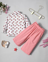 Load image into Gallery viewer, KANGKANG Toddler Girl Fall Outfits White Long Sleeve Ruffles Shirt Toddler Girl Clothes 2t Pink Straight Pants 2pcs Sets
