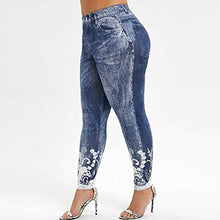 Load image into Gallery viewer, Aniywn Jean Leggings for Women Printed High Waisted Capri Cropped Yoga Pants Stretch Jean Look Denim Fitness Tights

