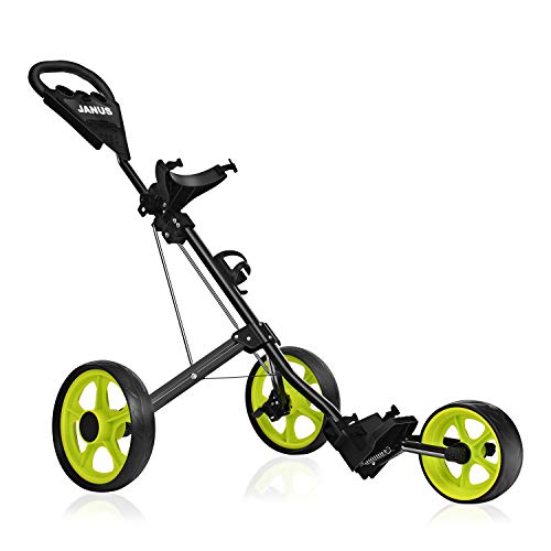 Janus Golf Push Cart, Golf cart for Golf Clubs, Golf Pull cart for Golf Bag, Golf Push carts 3 Wheel Folding, Golf Accessories for Men Women/Kids Practice and Game