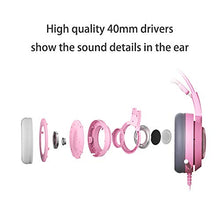 Load image into Gallery viewer, SOMIC G951pink Gaming Headset for PC, PS4, Laptop: 7.1 Virtual Surround Sound Detachable Cat Ear Headphones LED, USB, Lightweight Self-Adjusting Over Ear Headphones for Girlfriend Women
