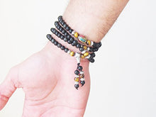 Load image into Gallery viewer, Om Shanti Crafts Mala Beads Stretch Bracelet Black Obsidian &amp; Yellow Tiger Stone, Buddhist Prayer Beads, Yoga Bracelets, Wear for Daily Meditation &amp; Spiritual Growth, 6mm Meditation Beads, Unisex
