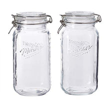 Load image into Gallery viewer, Mason Craft &amp; More Airtight Kitchen Food Storage Clear Glass Clamp Jars, 2 Pack of 67 Ounce (2 Liter) Large Clamp Jar
