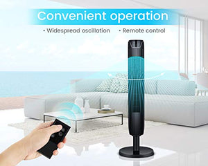 Tower Fan, 42 Inch Portable Oscillating Quiet Cooling Fan with Remote Controlled, 3 Modes and Speed Settings, Built-in Timer LED Display Stand Up Floor Fans Safe for Bedroom, Home Office Use, Black