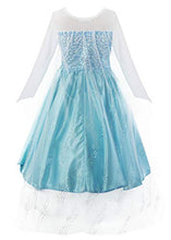 Load image into Gallery viewer, Padete Little Girl Princess Sky Blue Dress Snow Party Queen Halloween Costume (3 Years, Sky Blue)
