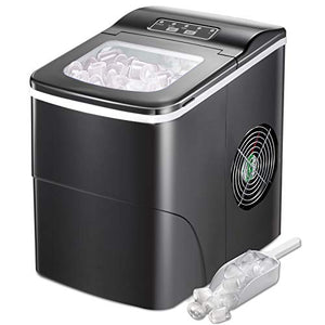 AGLUCKY Countertop Ice Maker Machine, Portable Ice Makers Countertop, Make 26 lbs ice in 24 hrs,Ice Cube Rready in 6-8 Mins with Ice Scoop and Basket (Black)
