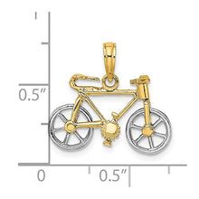 Load image into Gallery viewer, 14k Two Tone Yellow Gold 3 D Bicycle Moveable Tires Pendant Charm Necklace Travel Transportation Fine Jewelry For Women Gifts For Her
